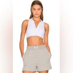 Alo Yoga medium charmed collar bra tank crop top white